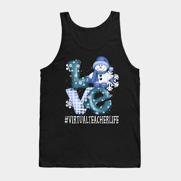 Virtual Teacher Love Snowman Women Winter Season Christmas Tank Top by TeeaxArt